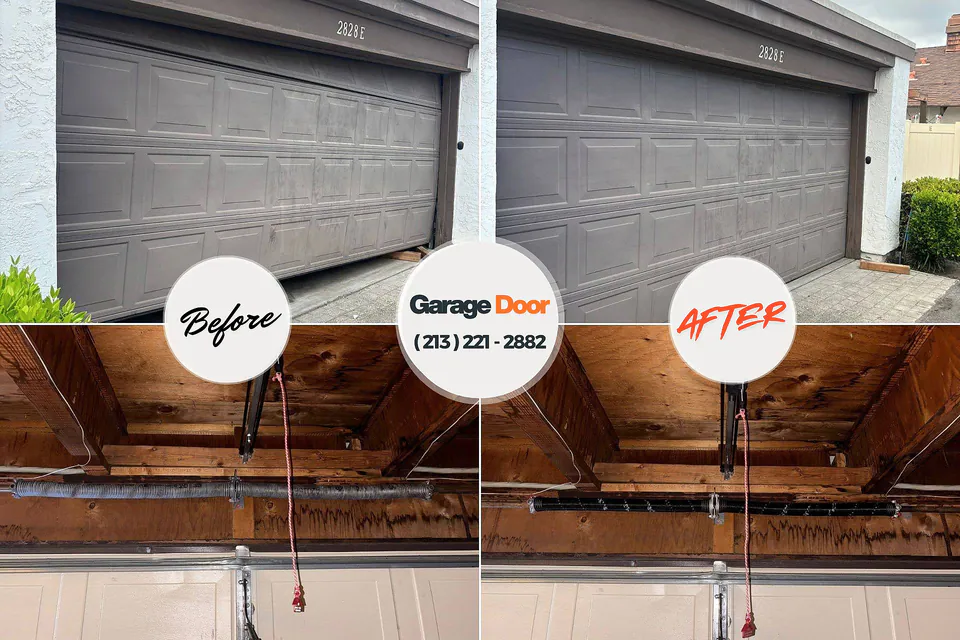 Before and after: garage door repair Heritage Village, CT